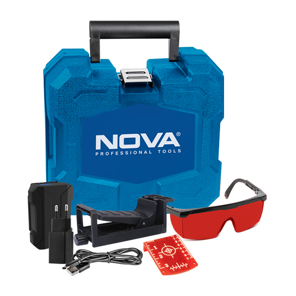 تراز لیزری شارژی دو خط نور قرمز نووا مدل 2680R تراز لیزری شارژی دو خط نور قرمز نووا مدل 2680R